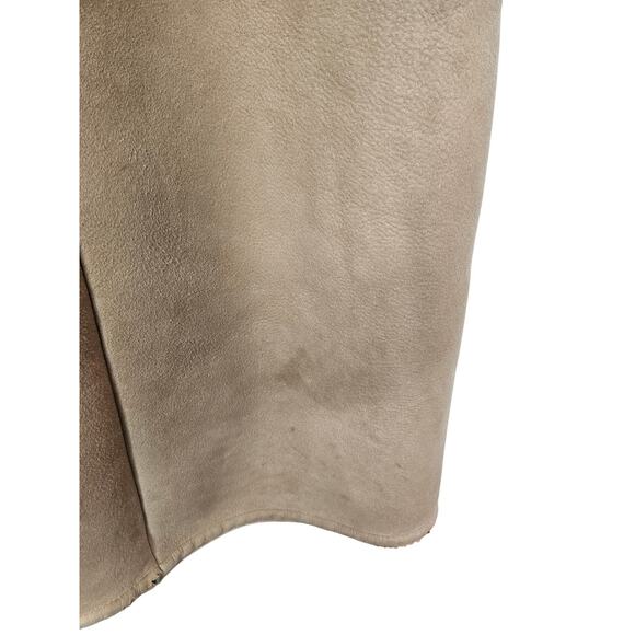 Vintage 70s Long Shearling Coat 10 Brown Leather Sawyer Napa Ski Hood Belted - Picture 8 of 15